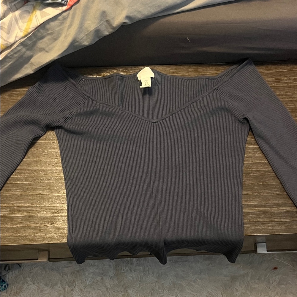 H&M Off-the-Shoulder Sweater - Dark Gray